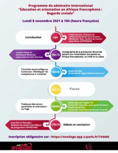"Éducation et orientation en Afrique francophone : Regards croises" @ Format hybride