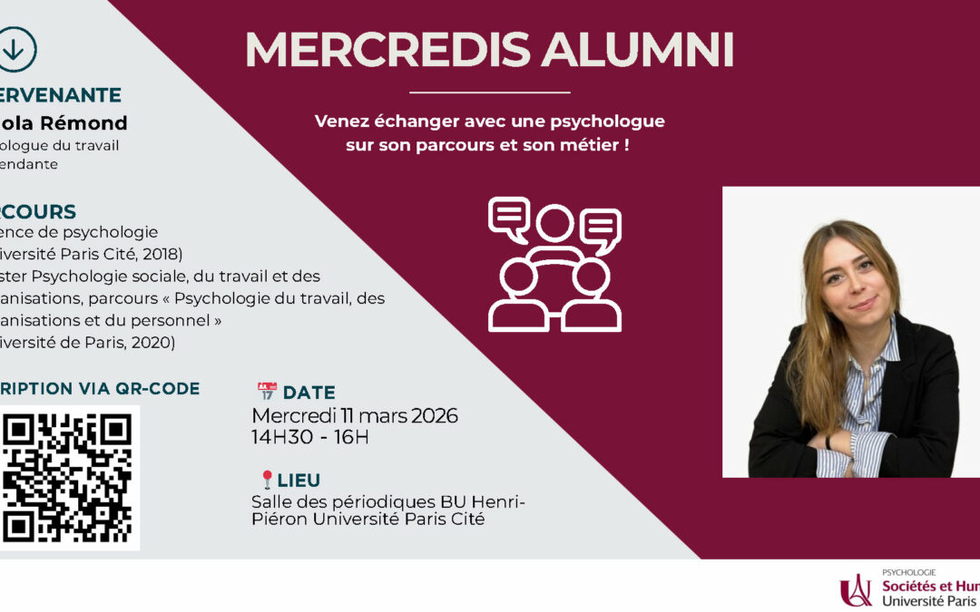 Les Mercredis Alumni | Rencontre avec une psychologue du travail en mars 2026